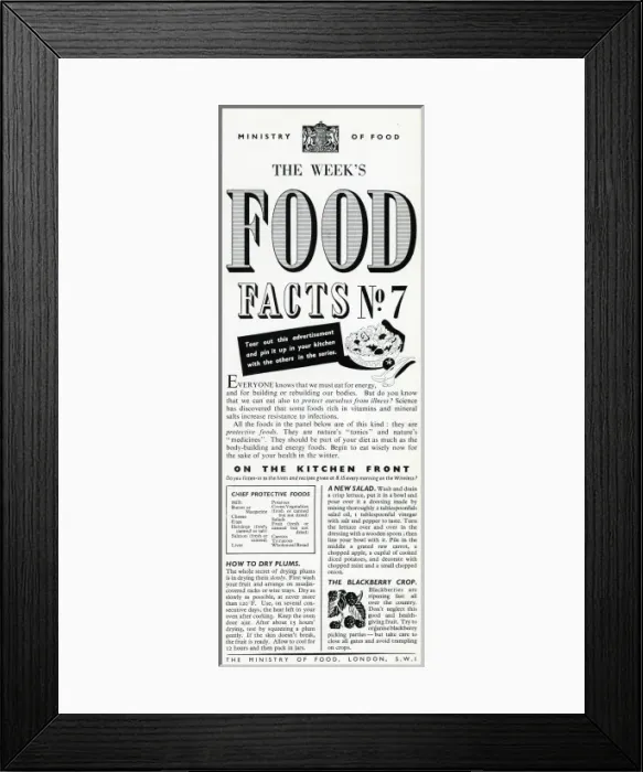 Framed Print : Advert for the Ministry of Food 1940 Framed Print : Advert for the Ministry of Food 1940
