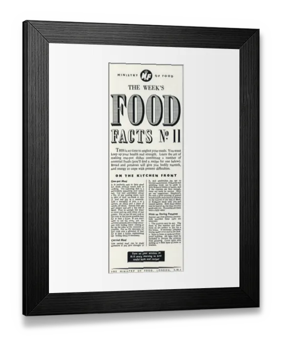 Framed Print : Advert for the Ministry of Food 1940 Framed Print : Advert for the Ministry of Food 1940