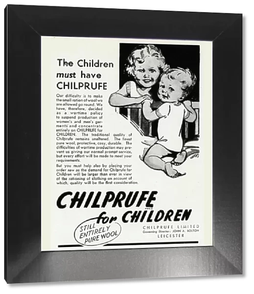 Advert for Chilprufe wool underwear for children 1941