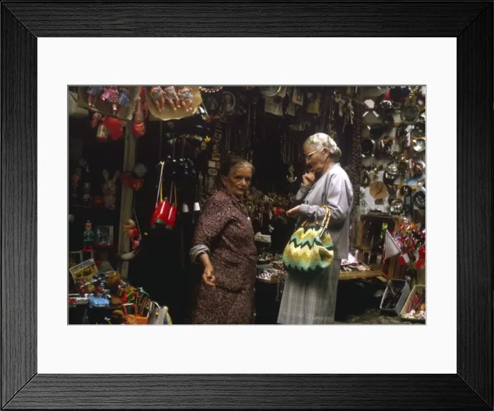 Framed Print : Scene outside a souvenir shop, Yugoslavia Framed Print : Scene outside a souvenir shop, Yugoslavia