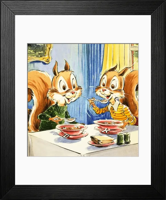 Framed Print : Squirrels sharing alphabet soup Framed Print : Squirrels sharing alphabet soup