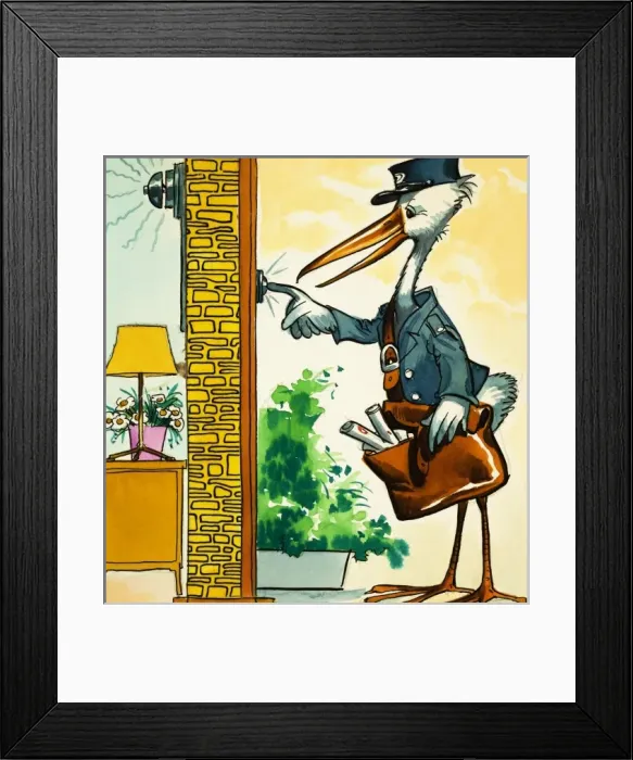 Framed Print : Postman stork rings the bell Framed Print : Postman stork rings the bell