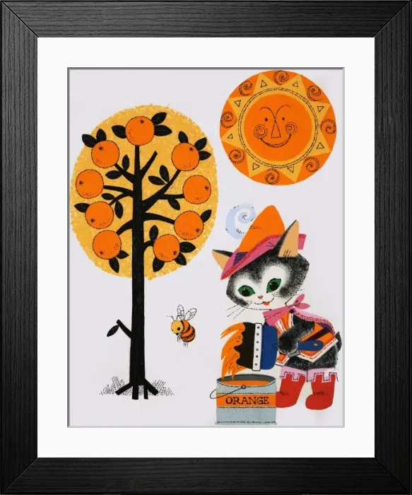 Framed Print : Cat painting the world orange Framed Print : Cat painting the world orange