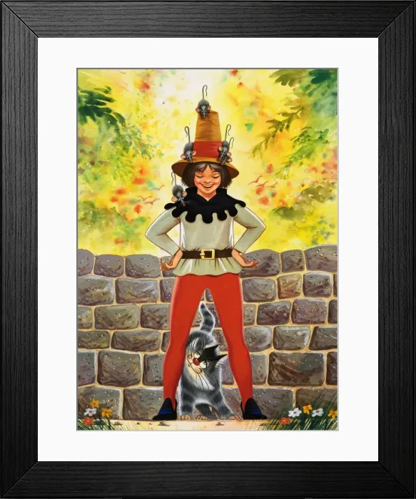 Framed Print : Unidentified boy with cat and mice Framed Print : Unidentified boy with cat and mice