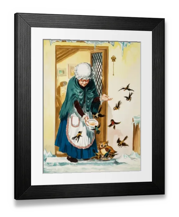 Framed Print : Feeding the birds in winter Framed Print : Feeding the birds in winter