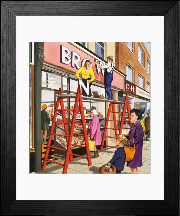 Framed Print : Shop repairmen Framed Print : Shop repairmen