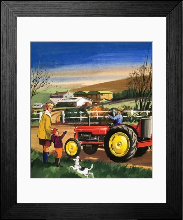Framed Print : Farmer driving a tractor Framed Print : Farmer driving a tractor