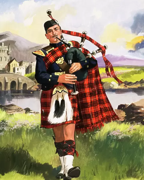 Scotsman playing bagpipes