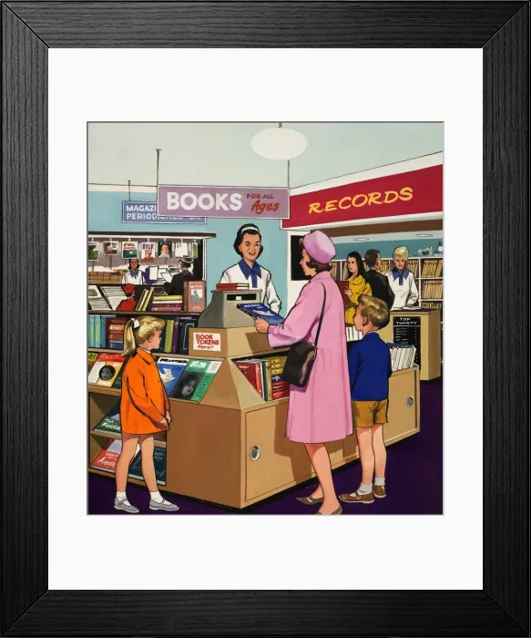Framed Print : Book shop saleswoman Framed Print : Book shop saleswoman