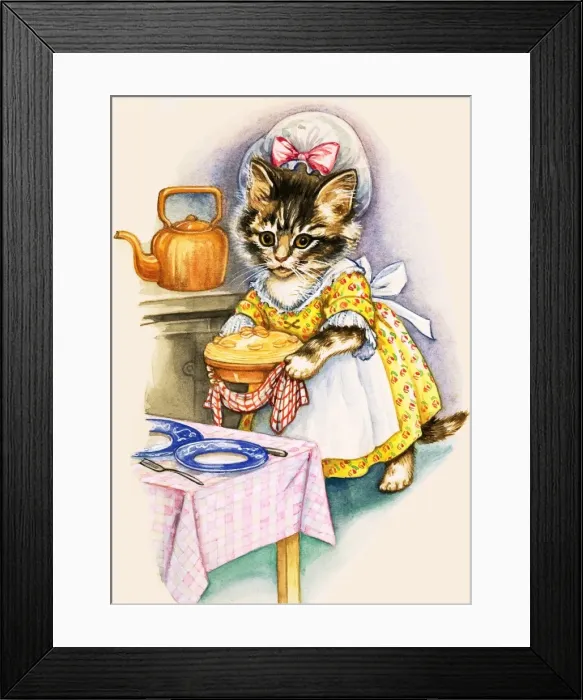 Framed Print : Cat cooking a pie Framed Print : Cat cooking a pie
