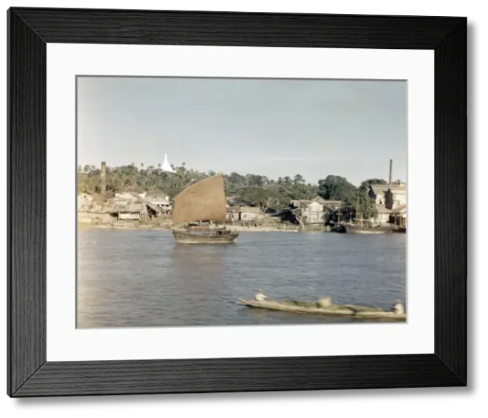 Framed Print : view of town and pagodas - Moulmein Framed Print : view of town and pagodas - Moulmein