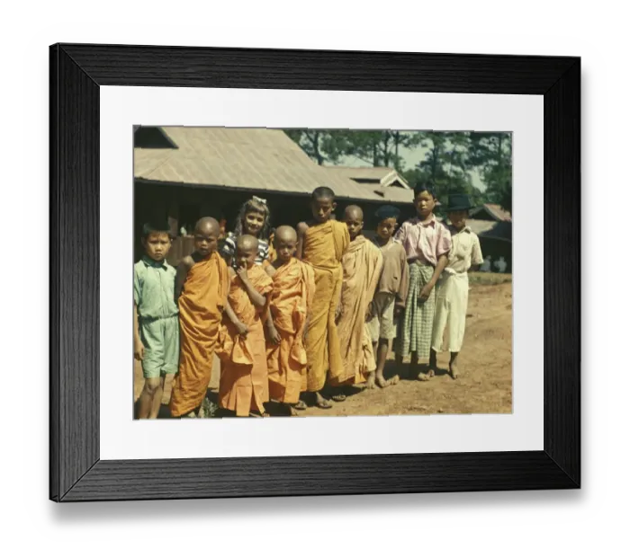 Framed Print : Anne with novice pongyis - Kalaw Framed Print : Anne with novice pongyis - Kalaw