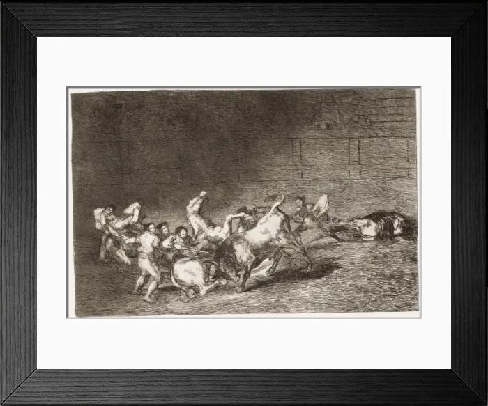 Framed Print : Two teams of picadors thrown one after the other by a single Framed Print : Two teams of picadors thrown one after the other by a single
