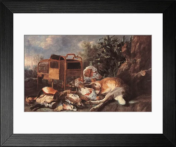 Framed Print : Hunting Still Life with a Dog Framed Print : Hunting Still Life with a Dog