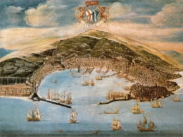 A View of the city and harbour of Genova