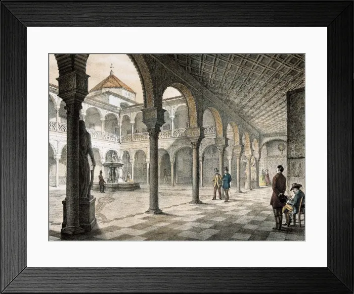 Framed Print : Seville. Courtyard of the House of Pilate. Litography Framed Print : Seville. Courtyard of the House of Pilate. Litography