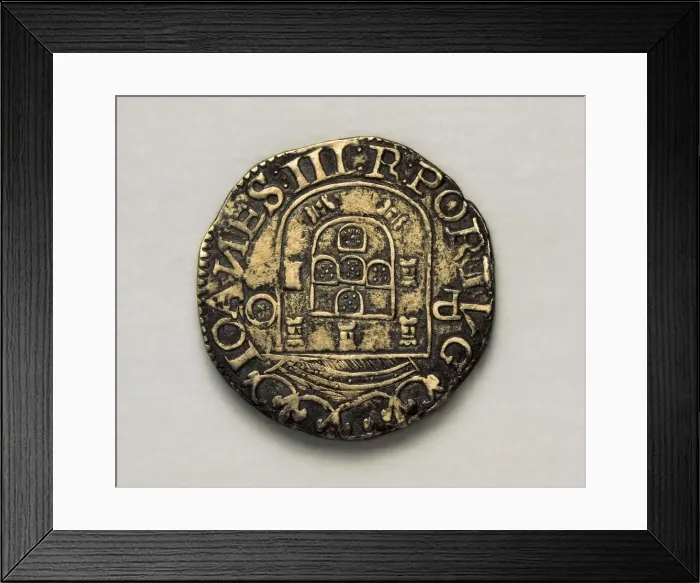 Framed Print : Silver piece of John III of Portugal (1521) Framed Print : Silver piece of John III of Portugal (1521)