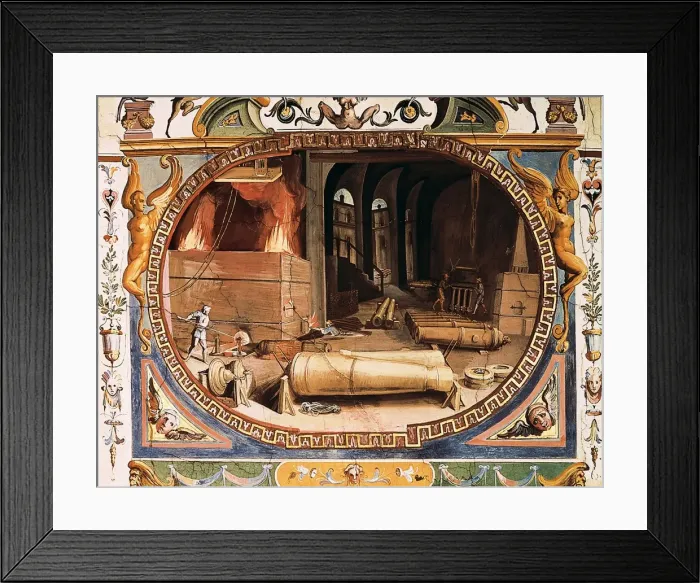 Framed Print : Smelting cannons (17th c Framed Print : Smelting cannons (17th c