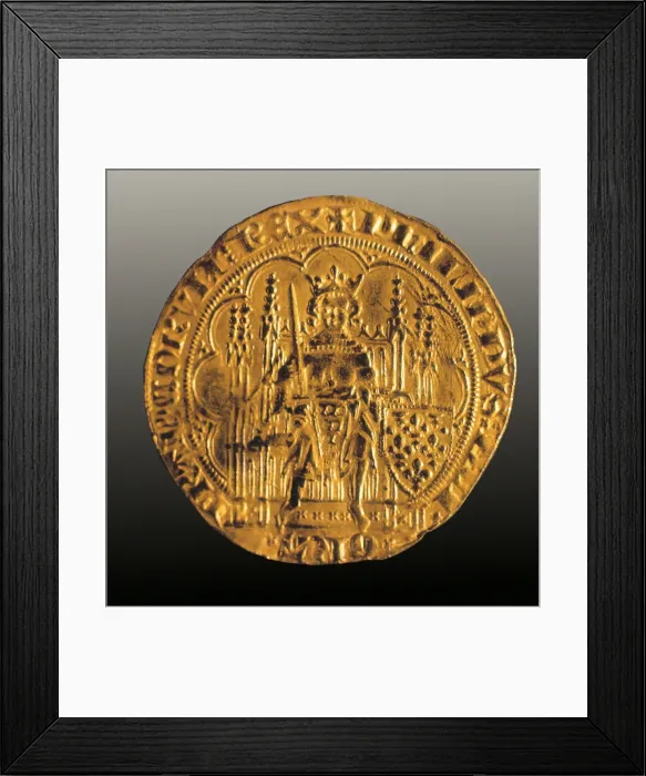 Framed Print : Gold escudo of Philip VI of France Framed Print : Gold escudo of Philip VI of France