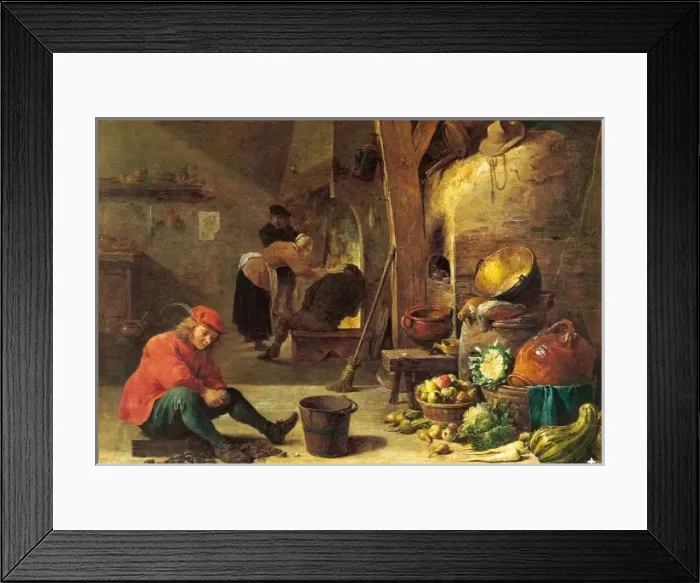 Framed Print : The Kitchen by David Teniers the Younger Framed Print : The Kitchen by David Teniers the Younger