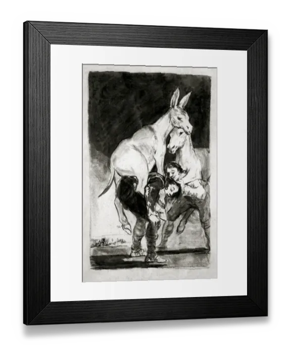 Framed Print : drawing for plate 42 of Los Caprichos, red wash and sanguine Framed Print : drawing for plate 42 of Los Caprichos, red wash and sanguine