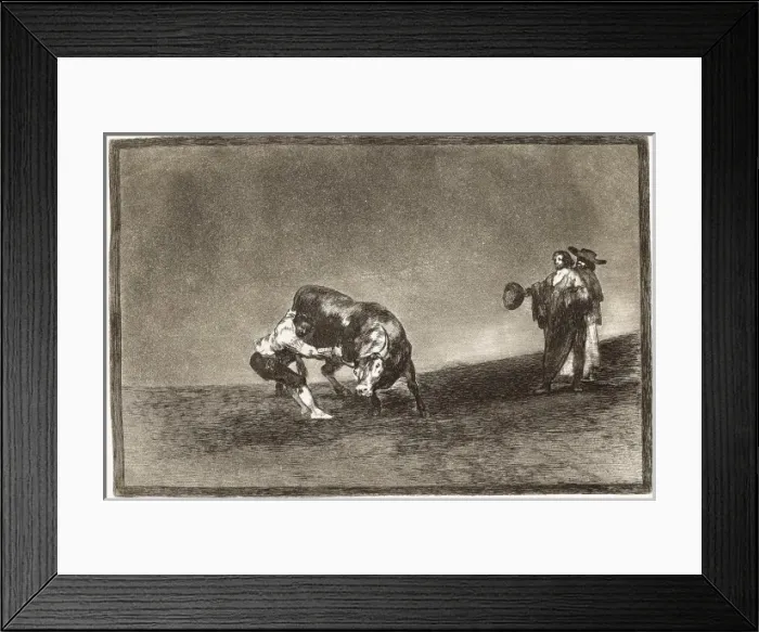 Framed Print : (Martincho, probably Antonio Ebassum) throws a bull in the r Framed Print : (Martincho, probably Antonio Ebassum) throws a bull in the r
