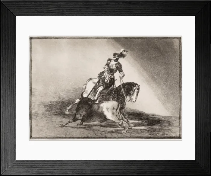 Framed Print : The way in which the ancient Spaniards hunted bulls on horse Framed Print : The way in which the ancient Spaniards hunted bulls on horse