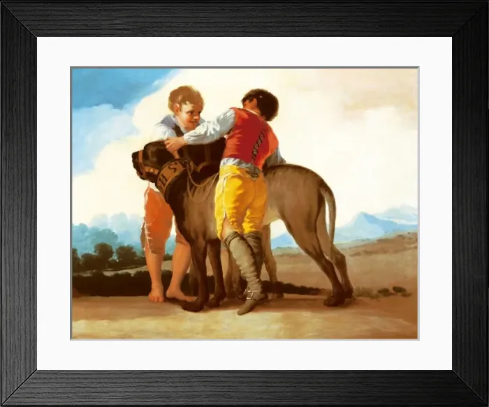 Framed Print : Two Boys with Mastiff Framed Print : Two Boys with Mastiff