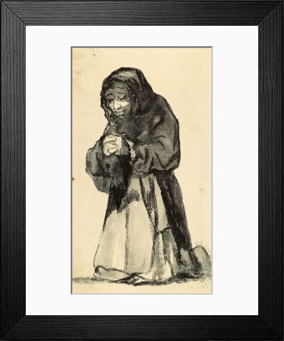 Framed Print : Kneeled Woman praying Framed Print : Kneeled Woman praying