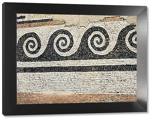 GREECE. CYCLADES. Delos. Geometric motifs mosaic. Greek art. Mosaic