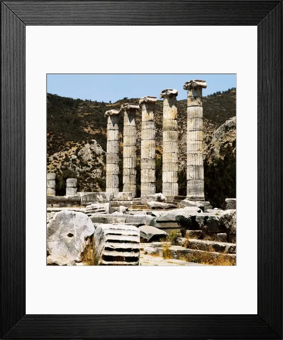 Framed Print : TURKEY. Priene. Temple of Athena (4th c. BC). Ionic columns. Hellenistic art. Architecture Framed Print : TURKEY. Priene. Temple of Athena (4th c. BC). Ionic columns. Hellenistic art. Architecture