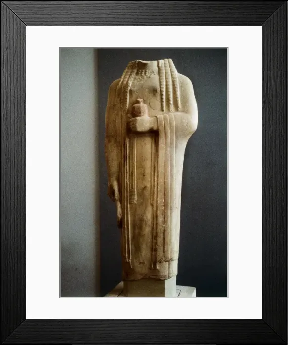 Framed Print : Kore. Archaic Greek art. Sculpture on marble Framed Print : Kore. Archaic Greek art. Sculpture on marble
