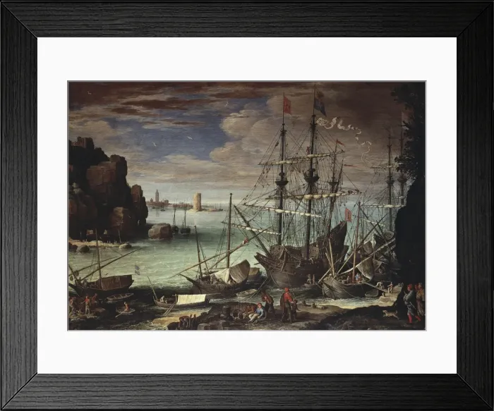 Framed Print : BRILL, Paul (1554-1626). View of a Port. ca Framed Print : BRILL, Paul (1554-1626). View of a Port. ca