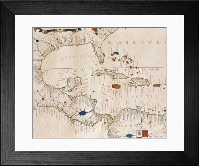 Framed Print : VAZ DOURADO, Fernao (16th century). Hydrographic Framed Print : VAZ DOURADO, Fernao (16th century). Hydrographic