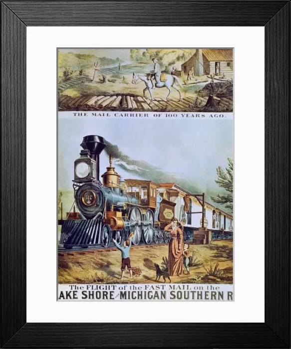 Framed Print : United States (1870) Post train from New York Framed Print : United States (1870) Post train from New York