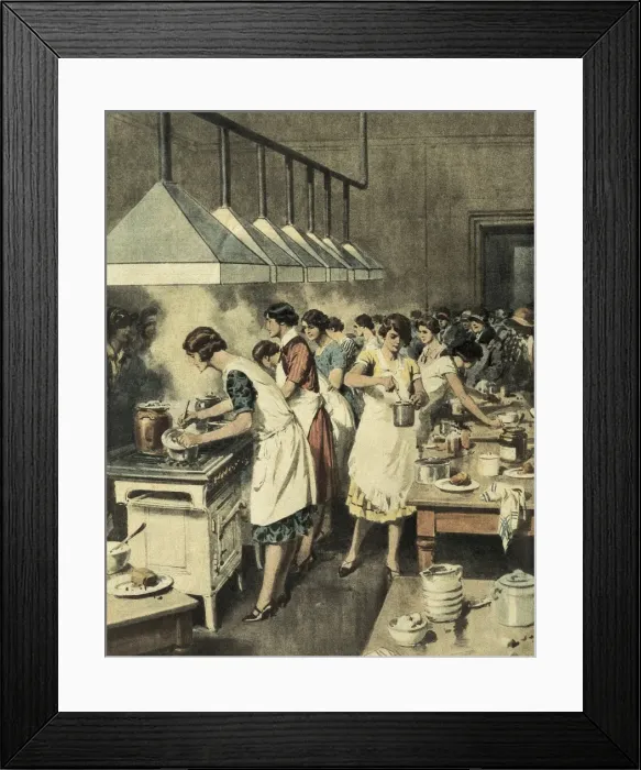 Framed Print : Kitchen contest for young servants (1931). Illustration Framed Print : Kitchen contest for young servants (1931). Illustration