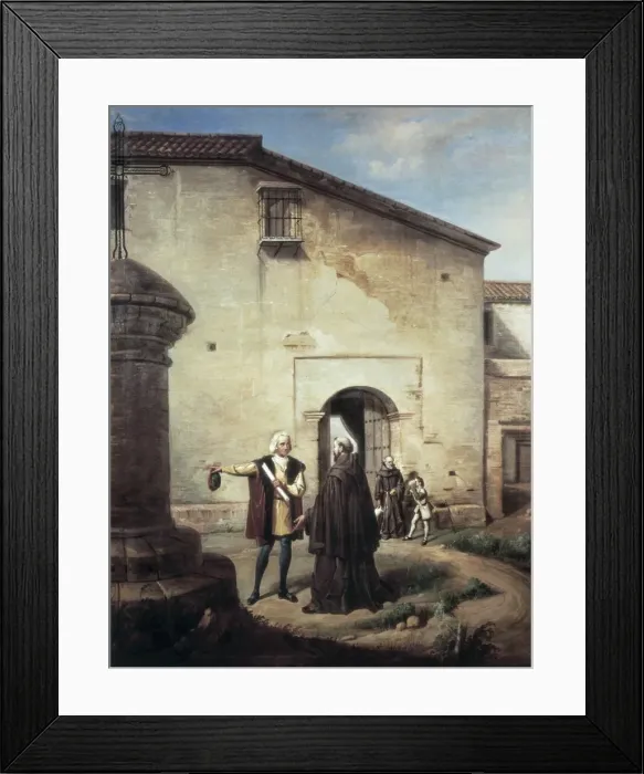 Framed Print : Columbus arrives to the Monastery of La Rᢩda Framed Print : Columbus arrives to the Monastery of La Rᢩda