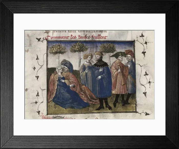 Framed Print : The Romance of the Rose. s. XIV. Courtesan gallant Framed Print : The Romance of the Rose. s. XIV. Courtesan gallant