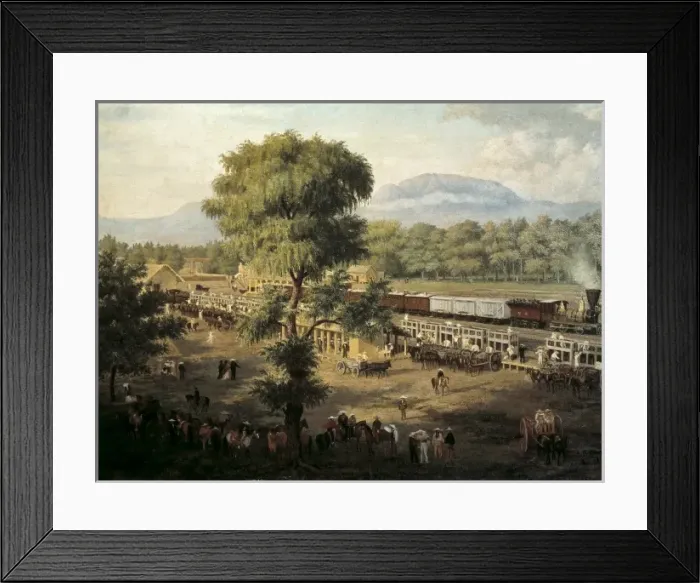 Framed Print : COTO Y MALDONADO, Luis (1830-1891). Train in Framed Print : COTO Y MALDONADO, Luis (1830-1891). Train in