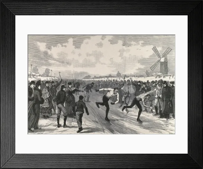 Framed Print : Ice-skating race in Littleport (Cambridgeshire) Framed Print : Ice-skating race in Littleport (Cambridgeshire)