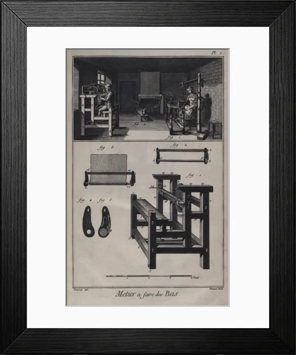 Framed Print : Workshop of weaver of stockings. Plate 1 for Framed Print : Workshop of weaver of stockings. Plate 1 for