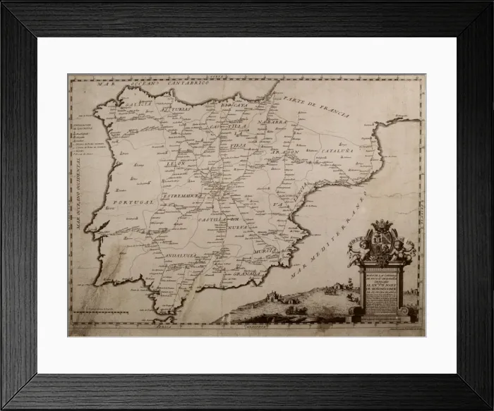 Framed Print : Map of the postal system of Spain (18th c. ) Framed Print : Map of the postal system of Spain (18th c. )