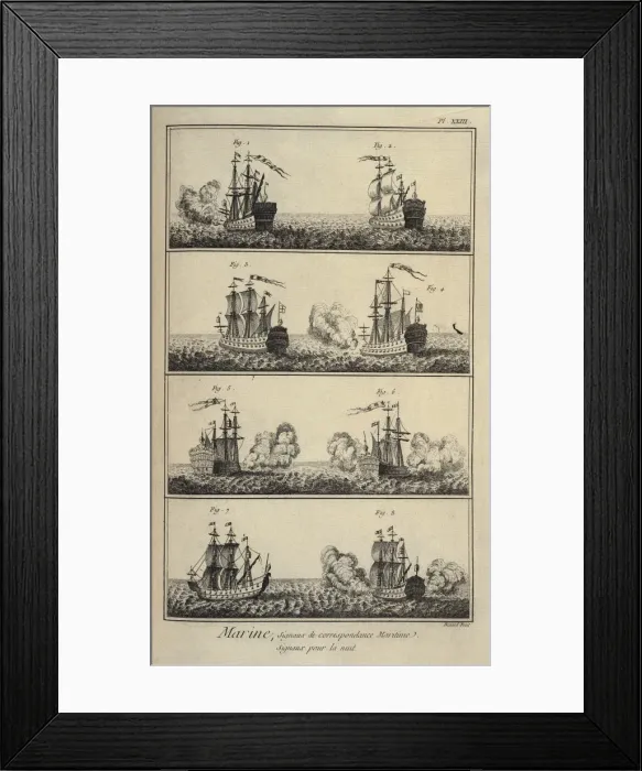 Framed Print : Maritime signals. Plate of the of the Encyclopedia Framed Print : Maritime signals. Plate of the of the Encyclopedia