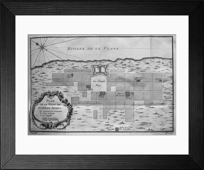 Framed Print : Map of Buenos Aires (1763). French anonymous Framed Print : Map of Buenos Aires (1763). French anonymous