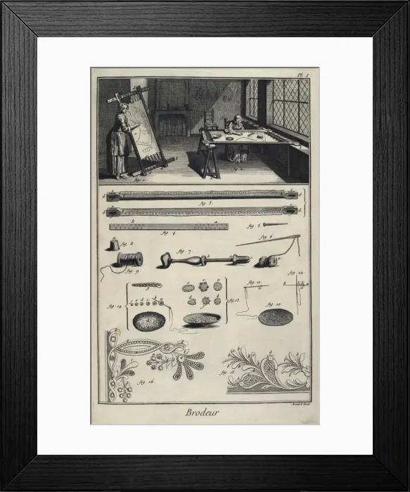 Framed Print : Embroidery Workshop. Plate 1 for the article Brodeur Framed Print : Embroidery Workshop. Plate 1 for the article Brodeur