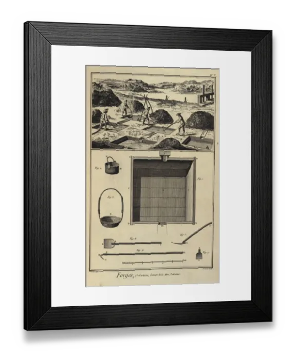 Framed Print : Iron Forge. Washing mineral. Plate 5, section Framed Print : Iron Forge. Washing mineral. Plate 5, section