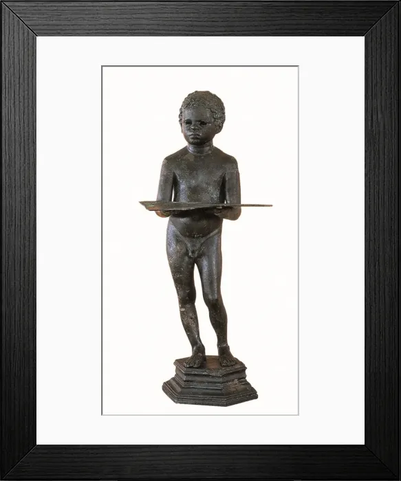 Framed Print : Anthropomorphic bronze lamp (young Ethiopian), popularly kno Framed Print : Anthropomorphic bronze lamp (young Ethiopian), popularly kno