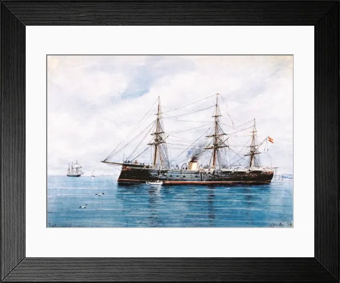 Framed Print : Ironclide warship Numancia (1864), the first ironclide of th Framed Print : Ironclide warship Numancia (1864), the first ironclide of th