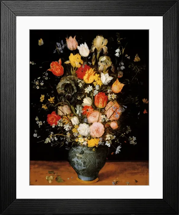 Framed Print : Bouquet in a Blue Vase Framed Print : Bouquet in a Blue Vase