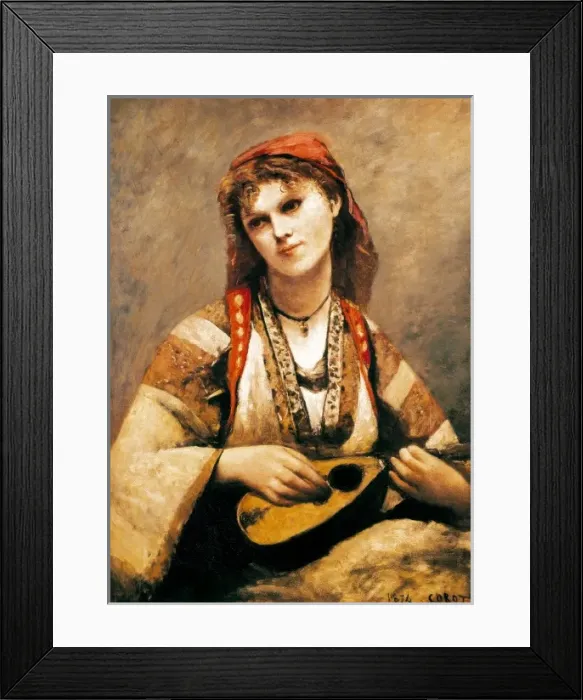 Framed Print : Gypsy with a Mandolin